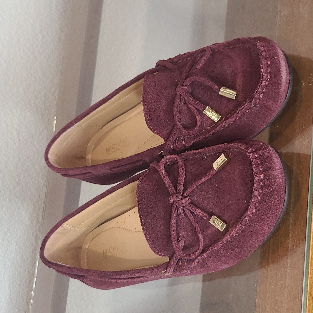 Michael Kors Burgundy suede boat shoes loafers 6